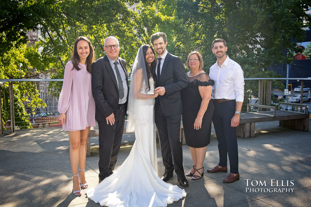 Rashmi and Sebastien had an elopement wedding ceremony at the King County Courthouse in Seattle. 