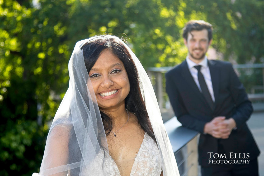 Rashmi and Sebastien had an elopement wedding ceremony at the King County Courthouse in Seattle. 