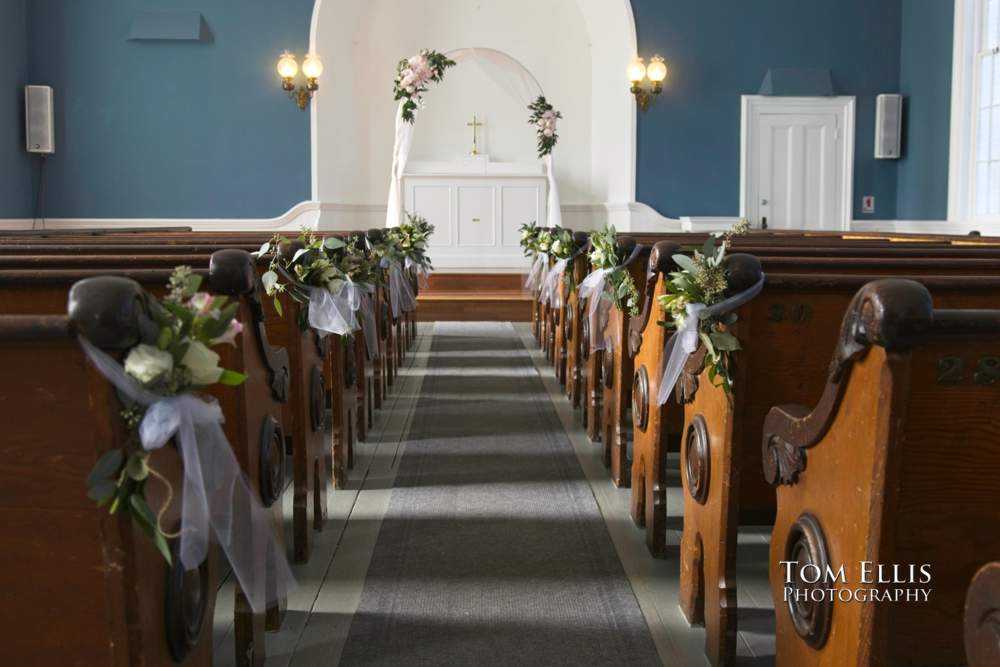 Nik and Brian were married at St Paul's chapel in Port Gamble, WA. Tom Ellis Photography, destination wedding photographer