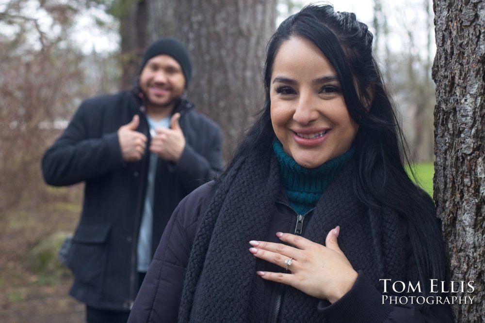 Seattle area surprise marriage proposal at Snoqualmie Falls - Tom Ellis Photography, Seattle engagement photographer