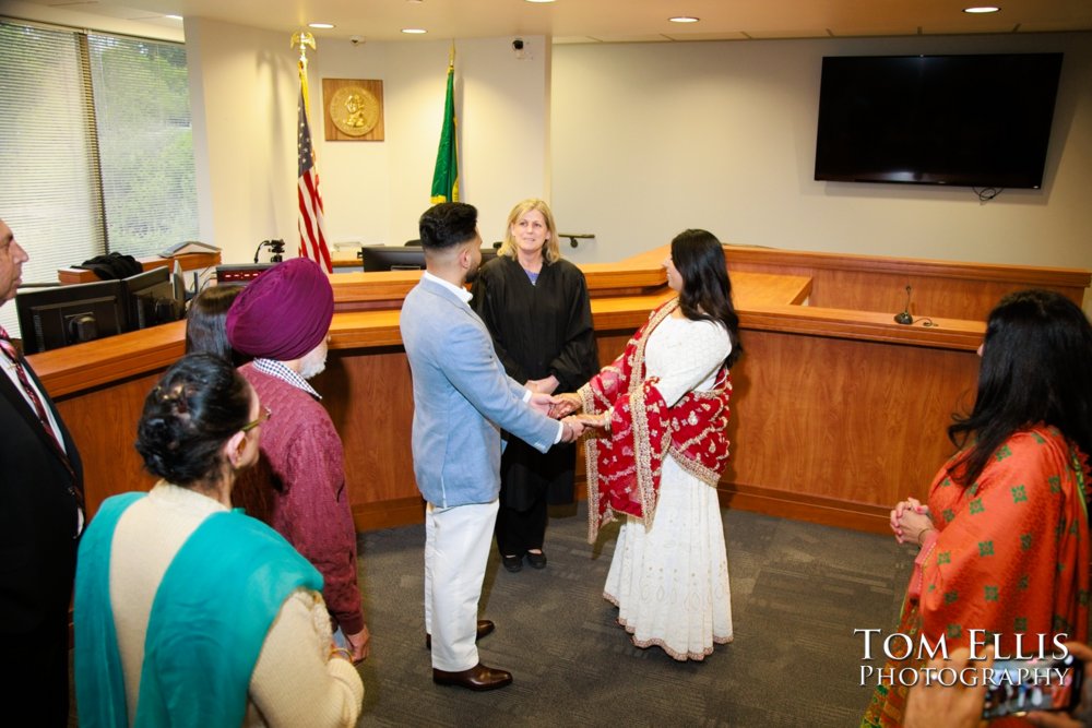 Simran and Ravdeep had an elopement wedding at the Bellevue Courthouse. Tom Ellis Photography, Seattle wedding and elopement photographer