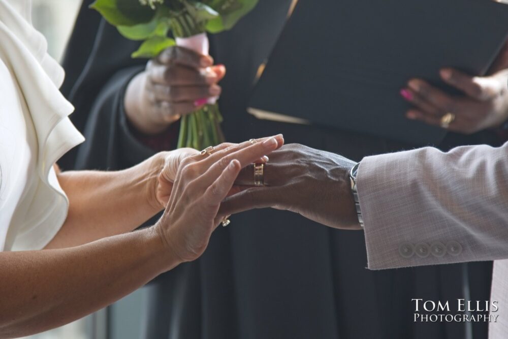 Tayna and Jerry had a Solstice elopement wedding at the Seattle Municipal Courthouse. Tom Ellis Photography, Seattle wedding and elopement photographer