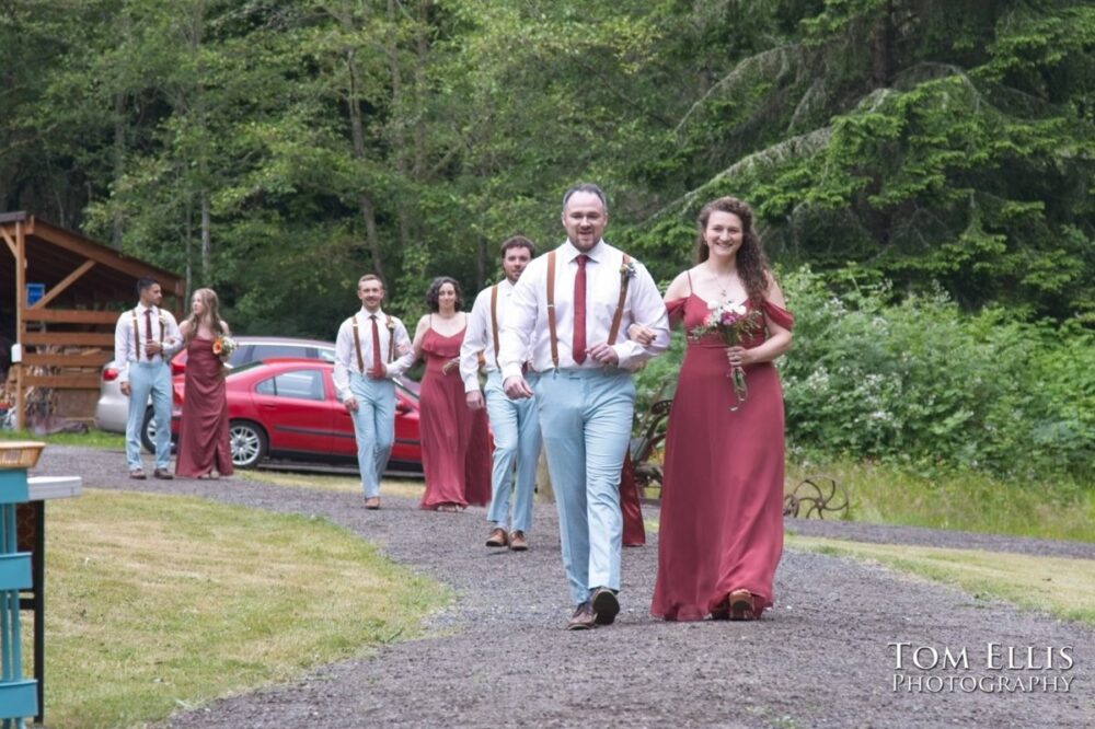 Wonderful Second Generation Destination Solstice Wedding. Courtney and Ian had a destination wedding at a beautiful location in the woods on Whidbey Island. Tom Ellis Photography, destination wedding photographer