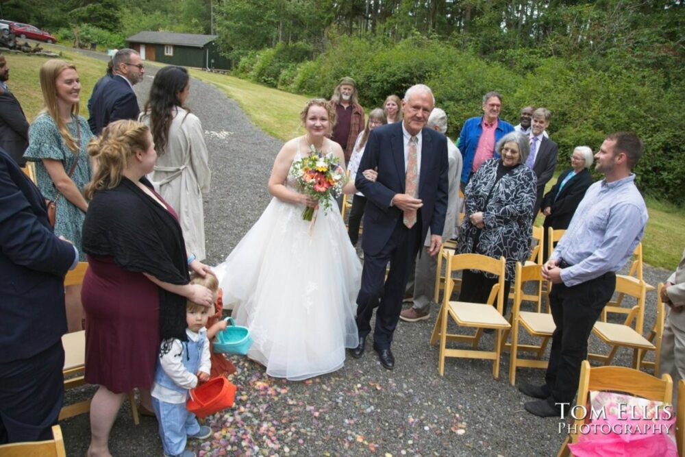 Wonderful Second Generation Destination Solstice Wedding. Courtney and Ian had a destination wedding at a beautiful location in the woods on Whidbey Island. Tom Ellis Photography, destination wedding photographer