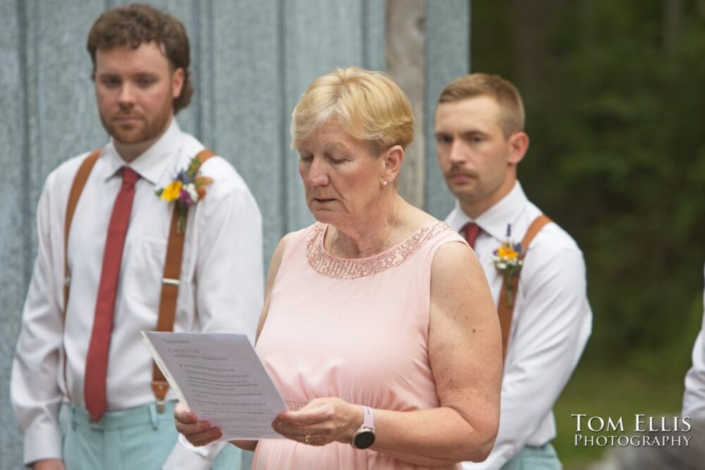 Wonderful Second Generation Destination Solstice Wedding. Courtney and Ian had a destination wedding at a beautiful location in the woods on Whidbey Island. Tom Ellis Photography, destination wedding photographer