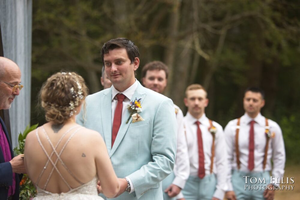 Wonderful Second Generation Destination Solstice Wedding. Courtney and Ian had a destination wedding at a beautiful location in the woods on Whidbey Island. Tom Ellis Photography, destination wedding photographer