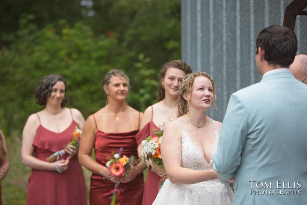 Wonderful Second Generation Destination Solstice Wedding. Courtney and Ian had a destination wedding at a beautiful location in the woods on Whidbey Island. Tom Ellis Photography, destination wedding photographer