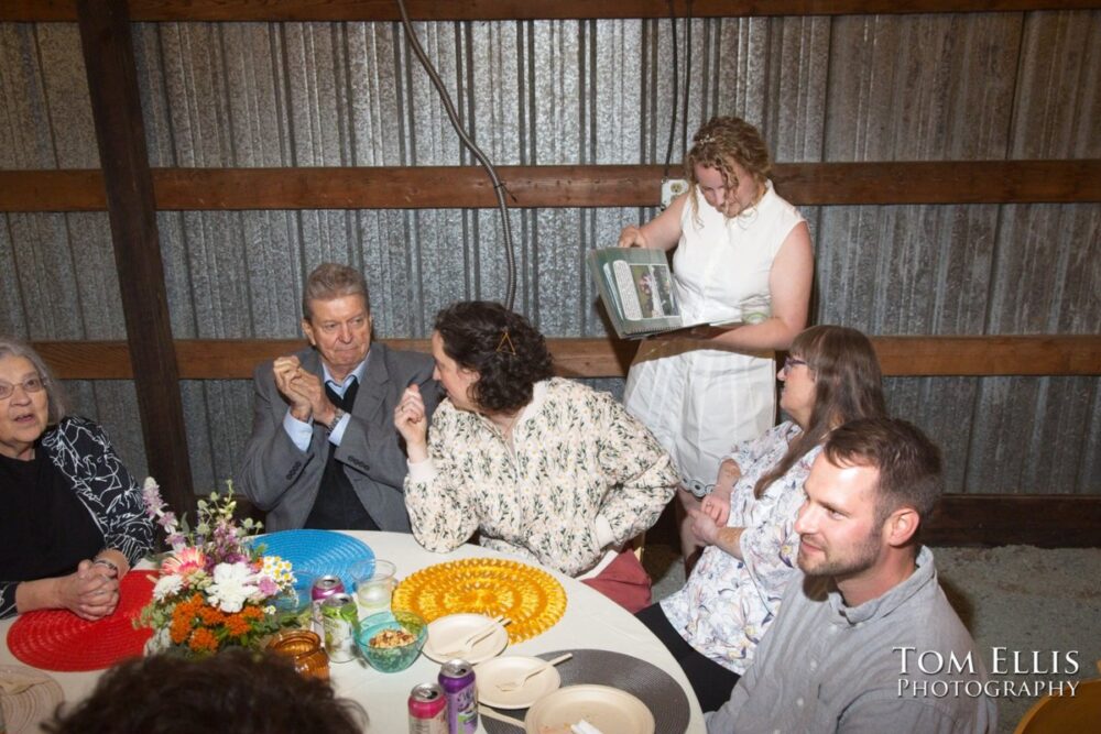 Wonderful Second Generation Destination Solstice Wedding. Courtney and Ian had a destination wedding at a beautiful location in the woods on Whidbey Island. Tom Ellis Photography, destination wedding photographer