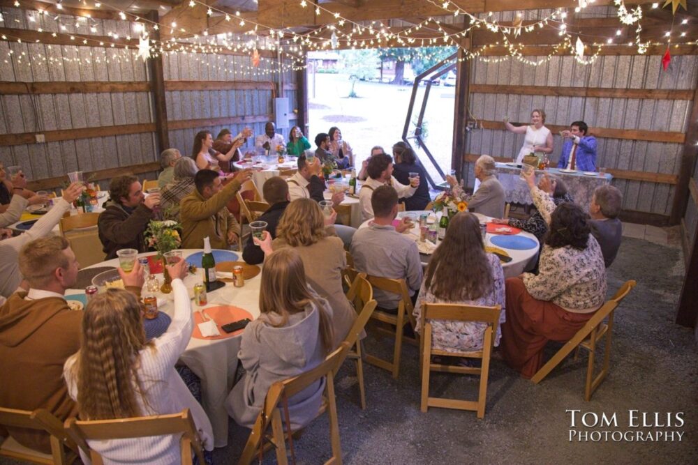 Wonderful Second Generation Destination Solstice Wedding. Courtney and Ian had a destination wedding at a beautiful location in the woods on Whidbey Island. Tom Ellis Photography, destination wedding photographer