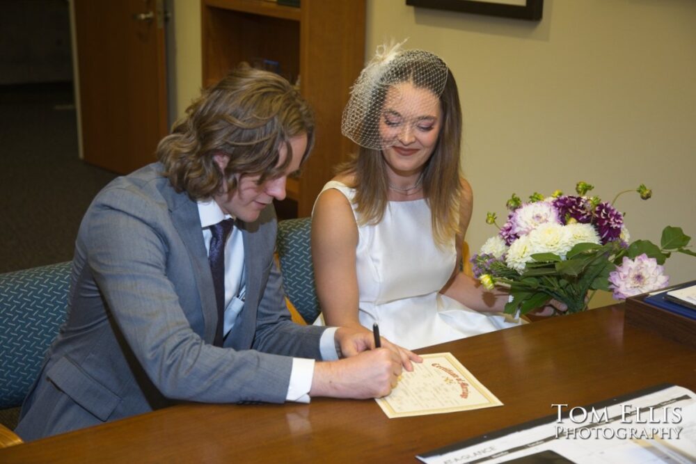 Rebecca and Britton had an elopement wedding at the Seattle Municipal Courthouse
