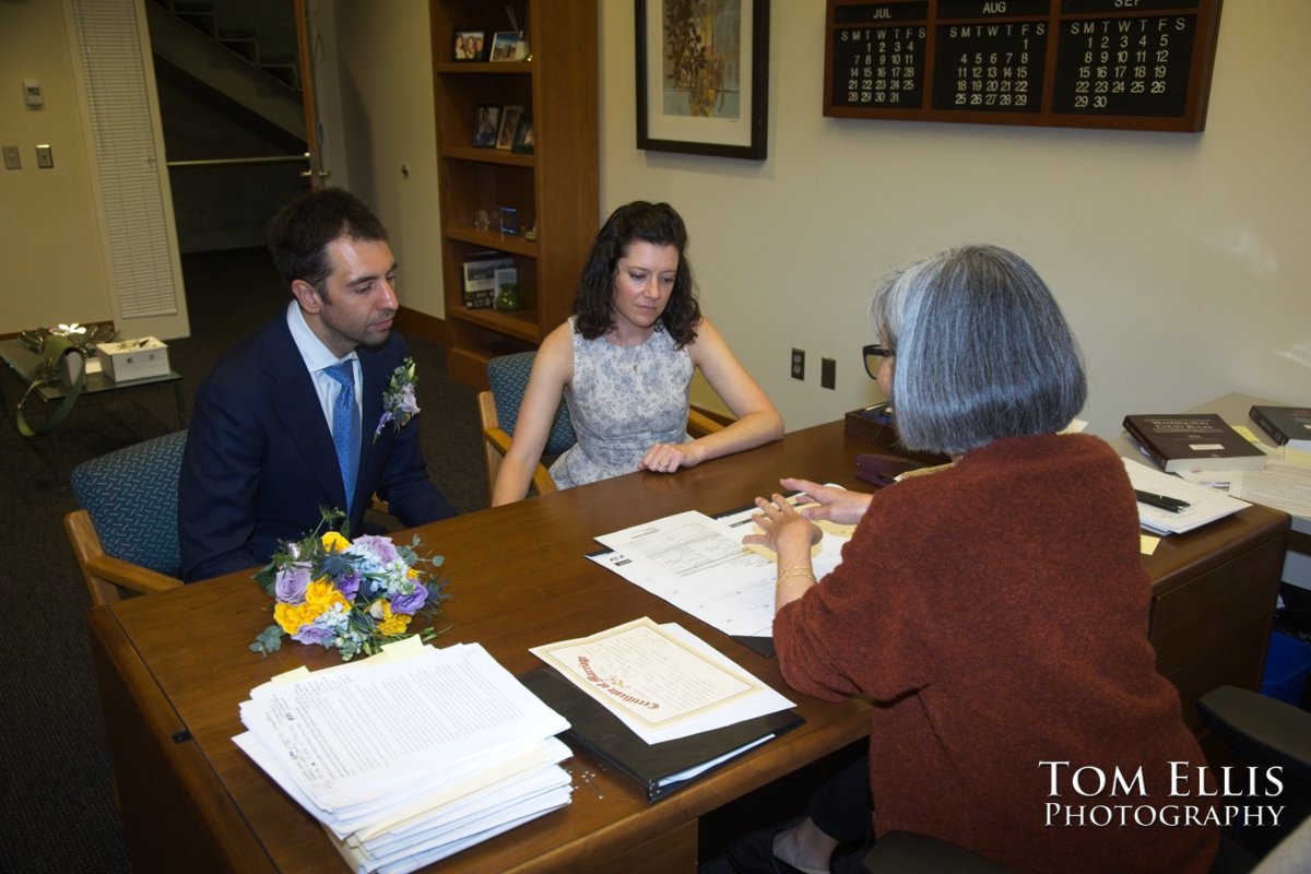 Bridget and Gabriel had an elopement wedding at the Seattle Municipal Courthouse