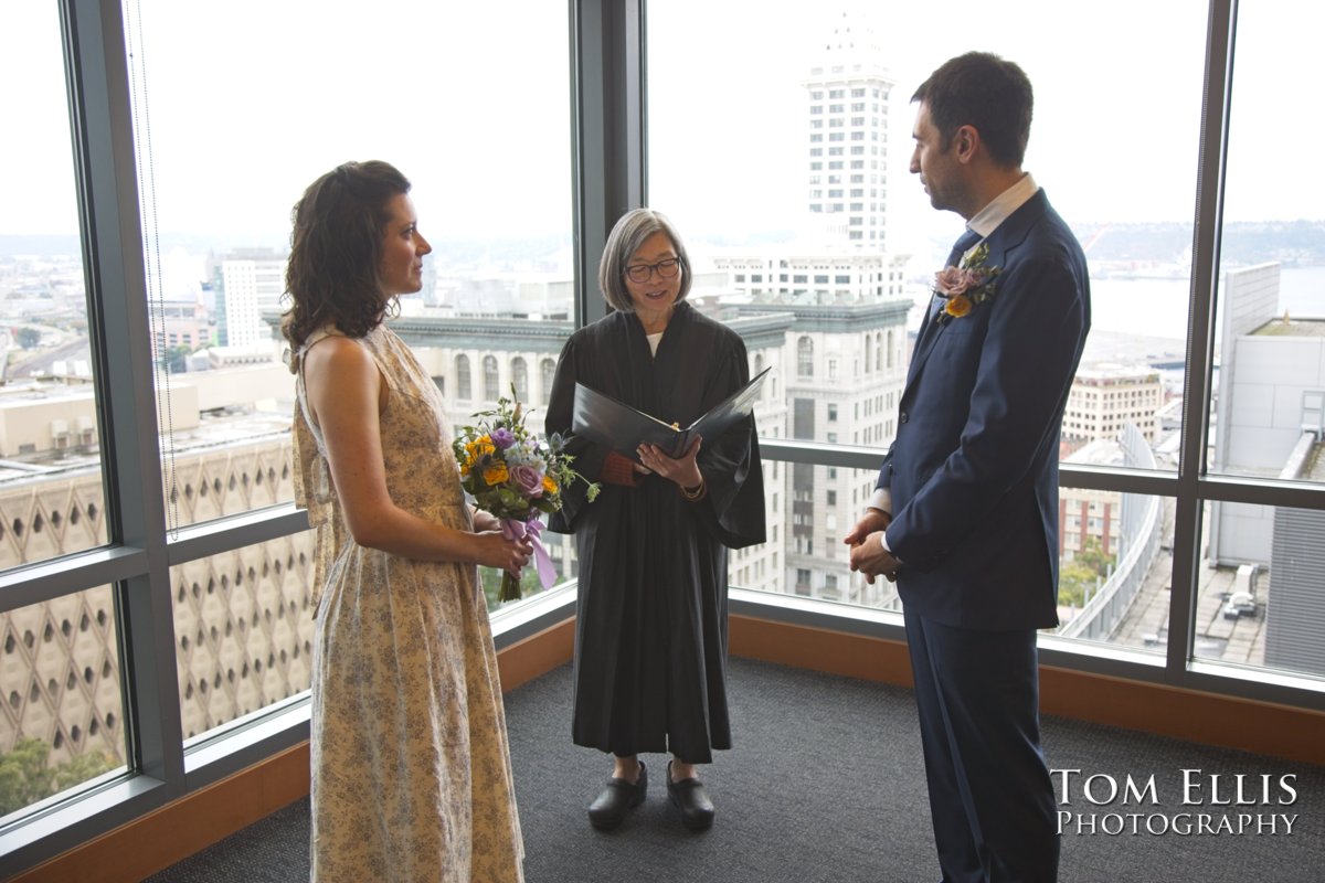 Bridget and Gabriel had an elopement wedding at the Seattle Municipal Courthouse