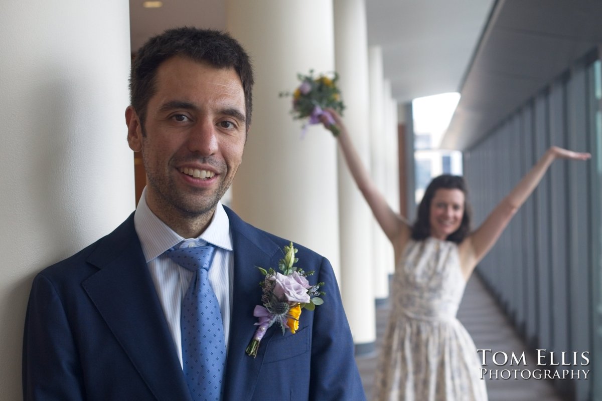 Bridget and Gabriel had an elopement wedding at the Seattle Municipal Courthouse