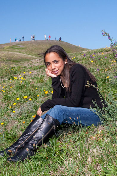 Seattle girl sitting on the grass during session at Gasworks Park in Seattle